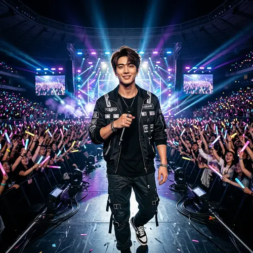 Youthful and Energetic Asian Pop Star on Stage | Concert Artist