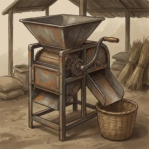 Compact Metal Rice Thresher for Manual Operation | Agricultural Machinery