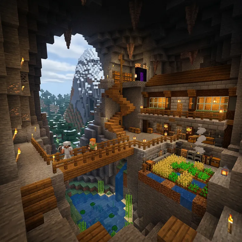 Minecraft Base Inside a Mountain - Creative Build