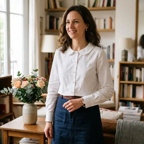 Stylish Women's White Blouse with Button Placket
