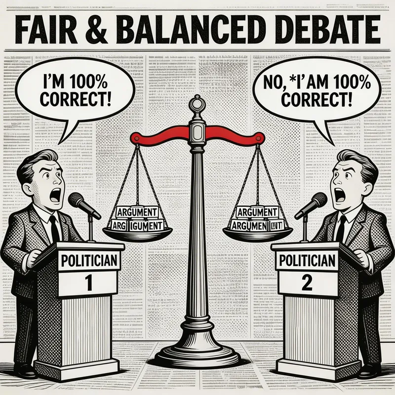 Balanced Debate in Satirical Political Cartoon Balanced Debate in Satirical Political Cartoon