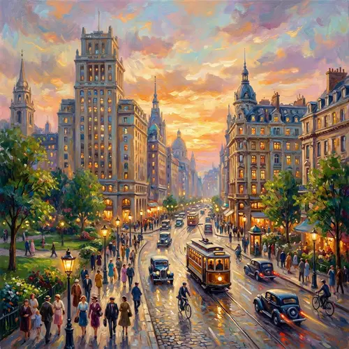 Impressionist Cityscape Painting - Vibrant Urban Scene