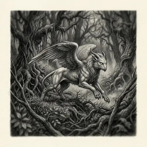 Mystical Creature in Dark Forest | Fantasy-inspired Artwork