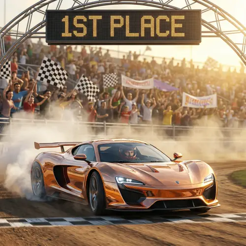 High-Intensity Race Car Sprinting Towards Finish Line