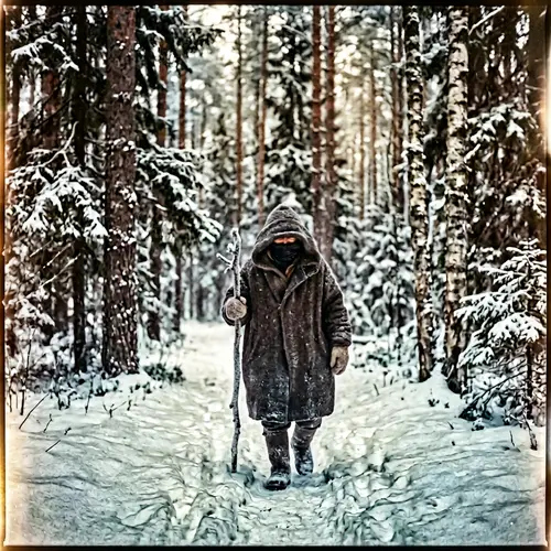 Mysterious Figure in Snowy Forest | Fantasy Genre