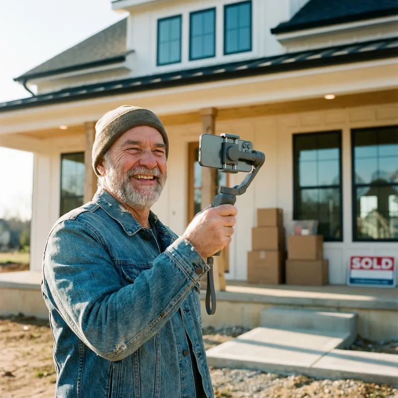 Happy Homeowner Filming New House