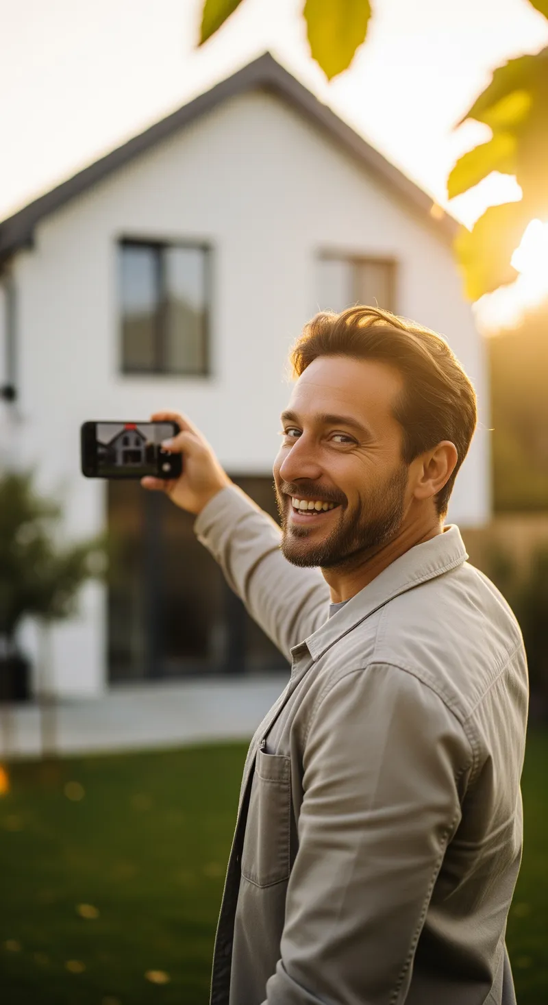 Happy Homeowner Filming New House