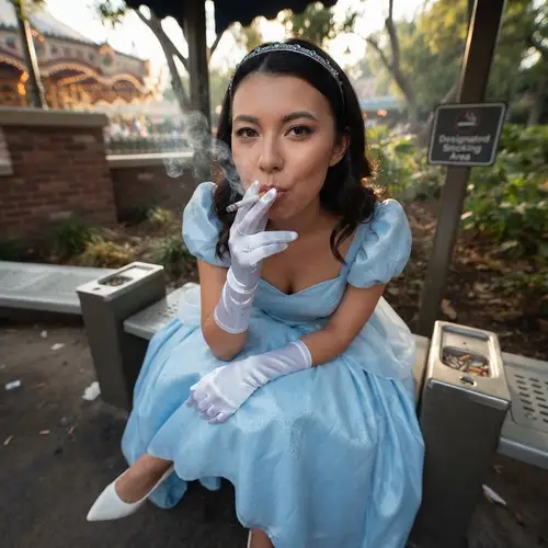 Charming Disney Princess in Smoking Area