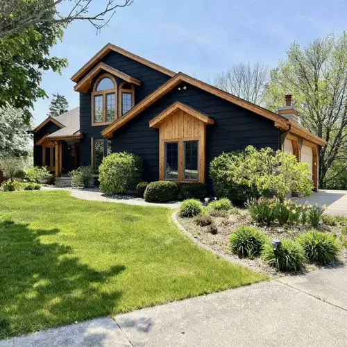 Charcoal Exterior Color with Wood Trim