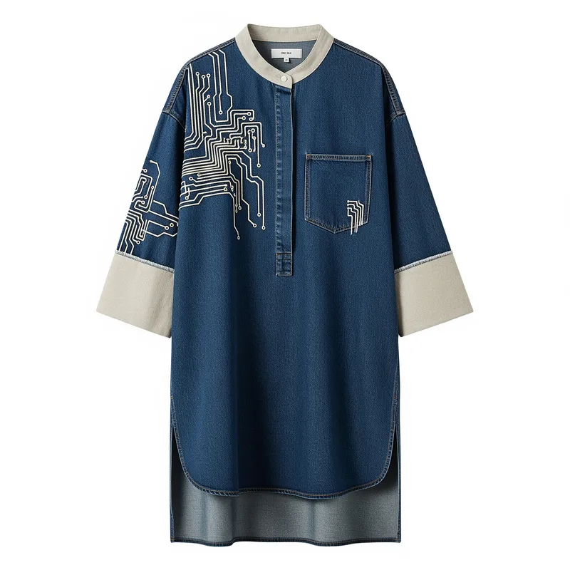 Modern Denim Shirt with Artisan Touches