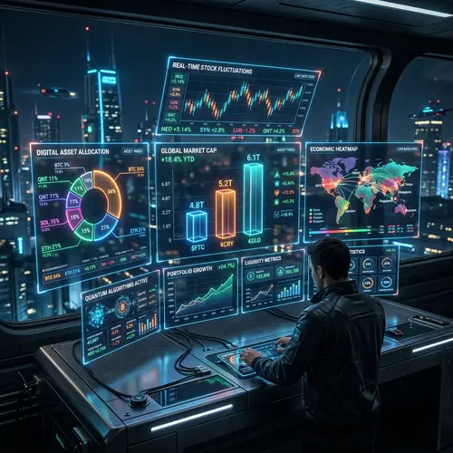 Futuristic Financial Data Dashboard Visualization