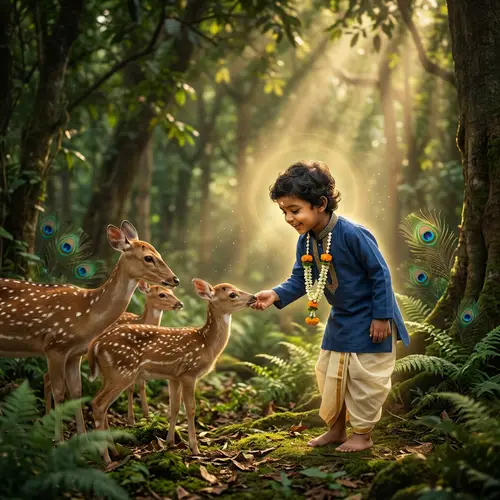 Divine Indian Child in Traditional Attire | Ethereal Forest Scene