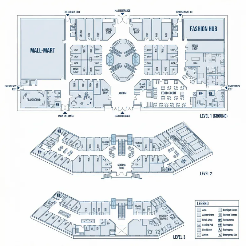 Modern Shopping Mall Floorplan Design