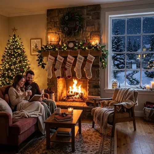 Cozy Winter Evening at Home with Fireplace