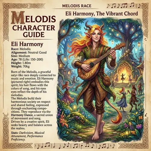 Eli Harmony - Melodis Race Guide | D&D Character Manual