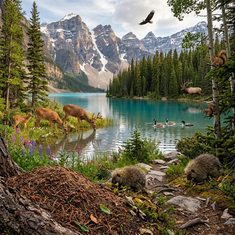 Stunning Wildlife Scene: Mountains and Deer Stunning Wildlife Scene: Mountains and Deer
