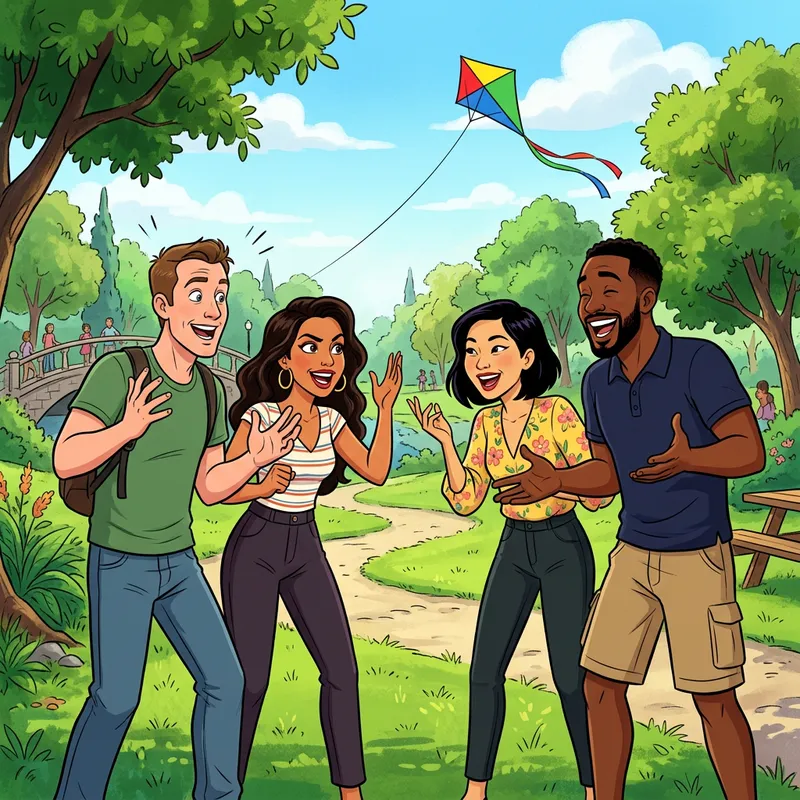 Engaging Animated Couples Confrontation in a Park Engaging Animated Couples Confrontation in a Park
