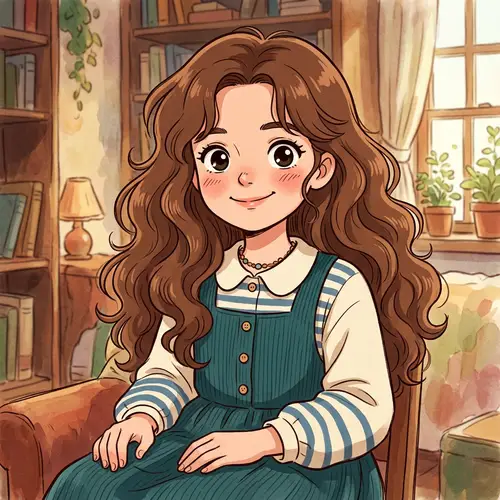 Mid to Late 20th Century-Inspired Girl Drawing