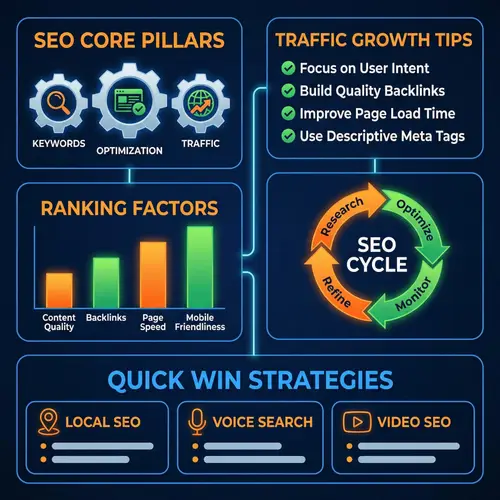 Modern SEO Image: Tips, Rankings, Web Traffic, Optimization