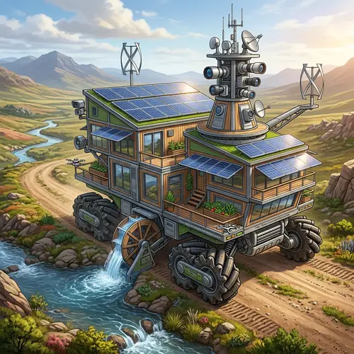Eco-Friendly Home with Solar, Wind, and Hydro Energy