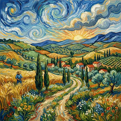 Late 19th-Century Post-Impressionist Landscape Painting