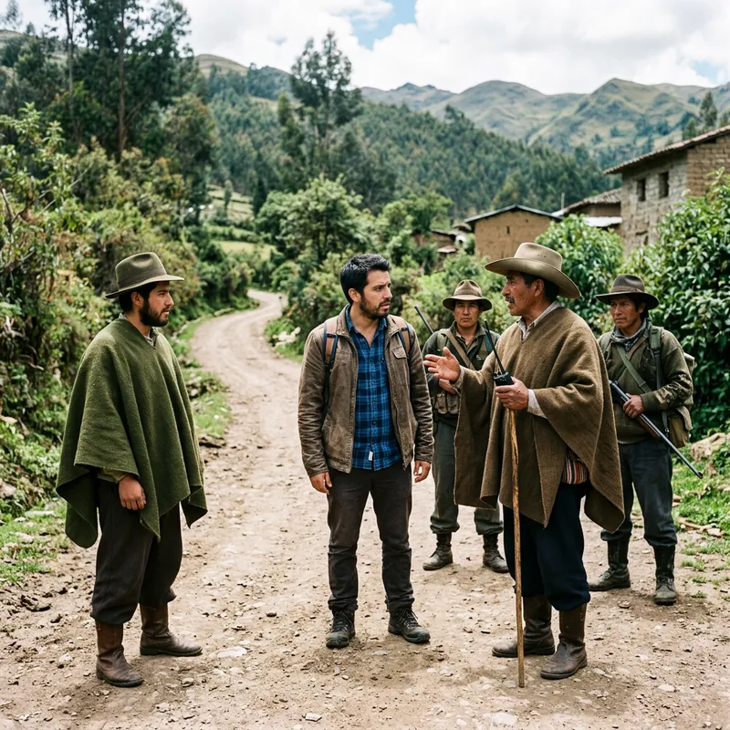 Peasant patrols detaining a civilian