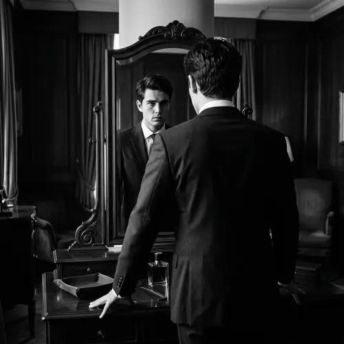 Dramatic Black and White Portrait of a Young Man