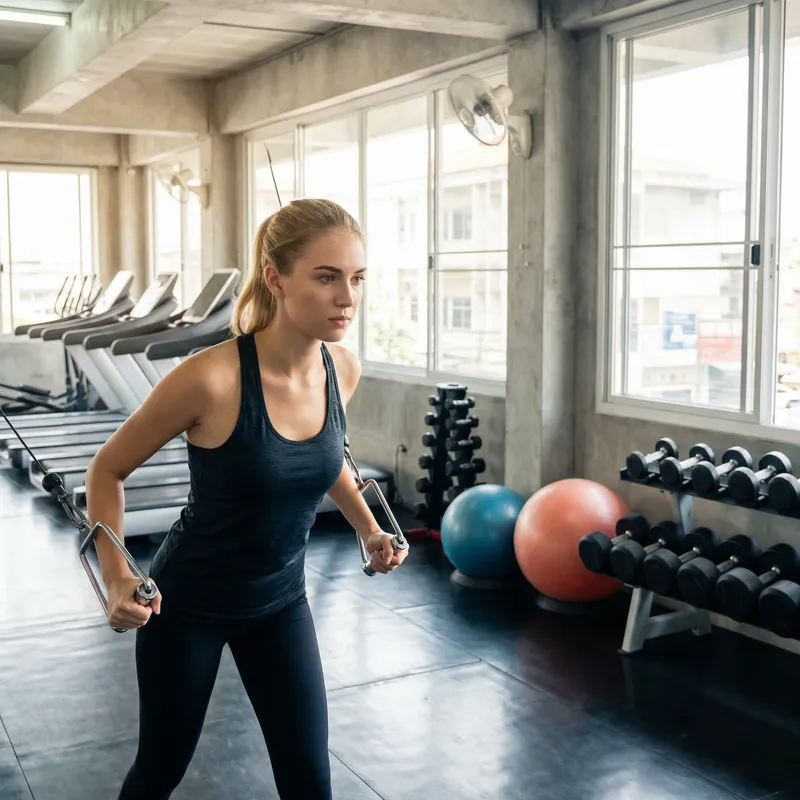 Blonde Beautiful Young Woman in Gym - Fitness Journey
