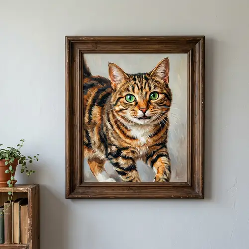 Intricately Detailed Cat Painting on Wall
