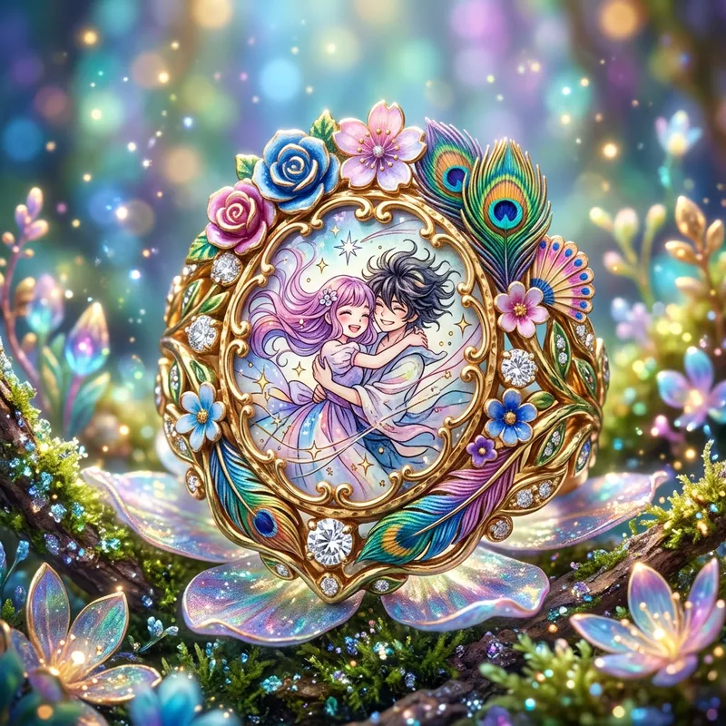 Whimsical Custom Ring with Anime Couple Design