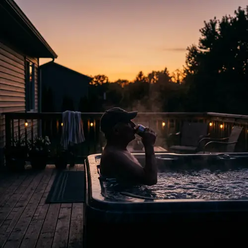 Relaxing Silhouette: Older Man in Jacuzzi