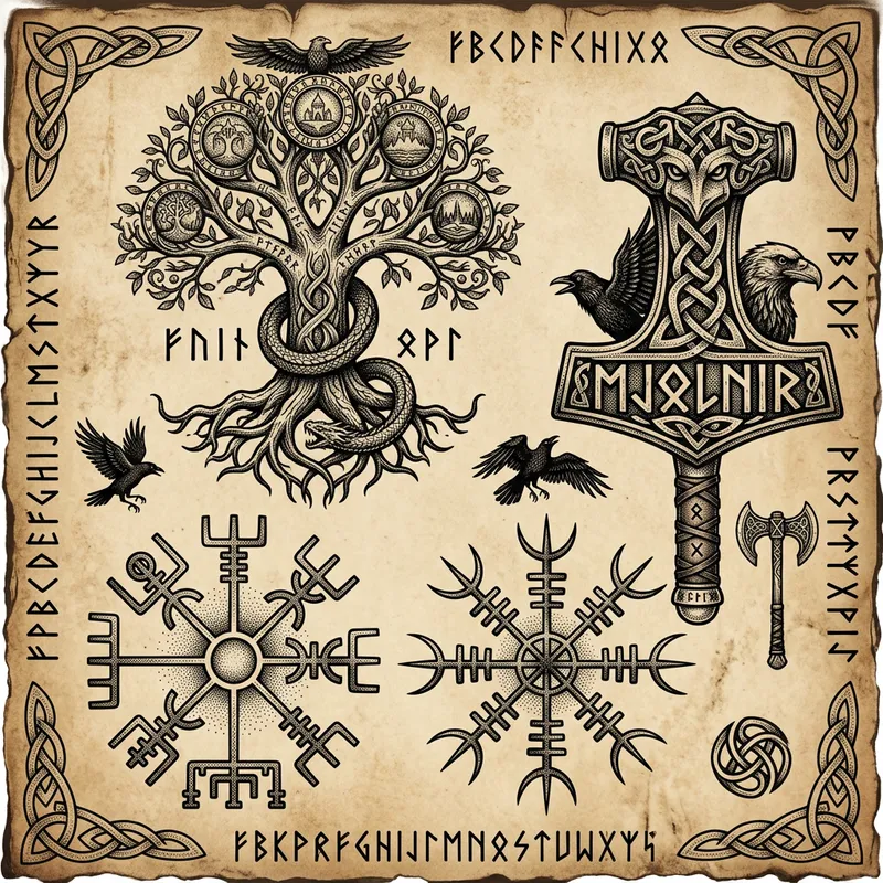 Norse Mythology Tattoo Symbols - Designs for Guidance & Protection