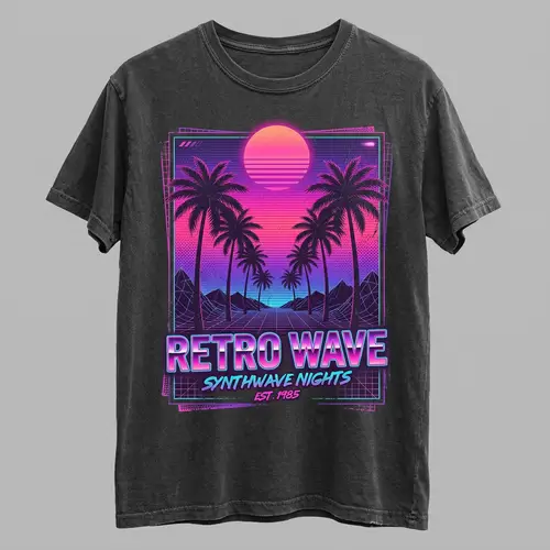 1980s Vintage Retro T-Shirt Design | Sunset Gradient