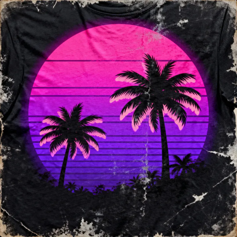 1980s Vintage Retro T-Shirt Design | Sunset Gradient
