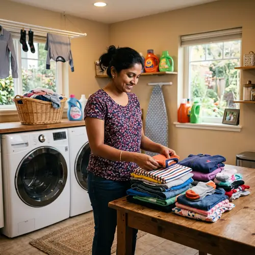 South Asian Woman Doing Laundry: Everyday Joy at Home