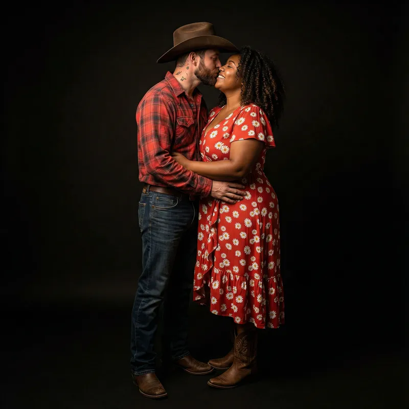 Romantic Cowboy Kiss: 8K Ultra-Realistic Artwork