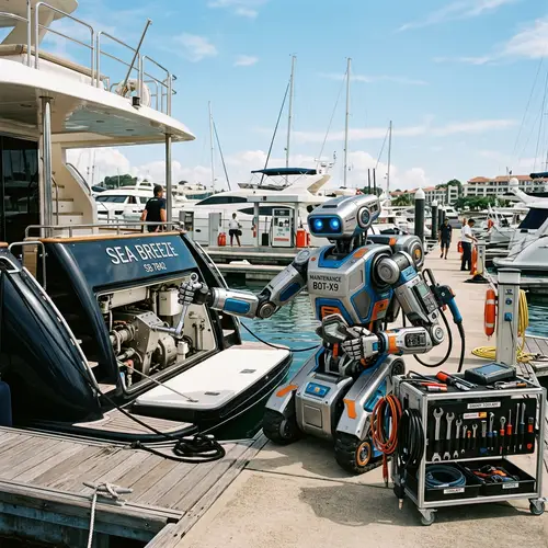 AI Robot Assisting in Yacht Repair