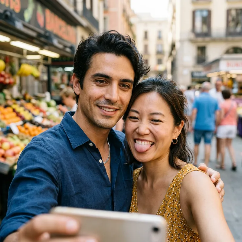 Transform Faces: Spanish Man & Woman Showing Tongue