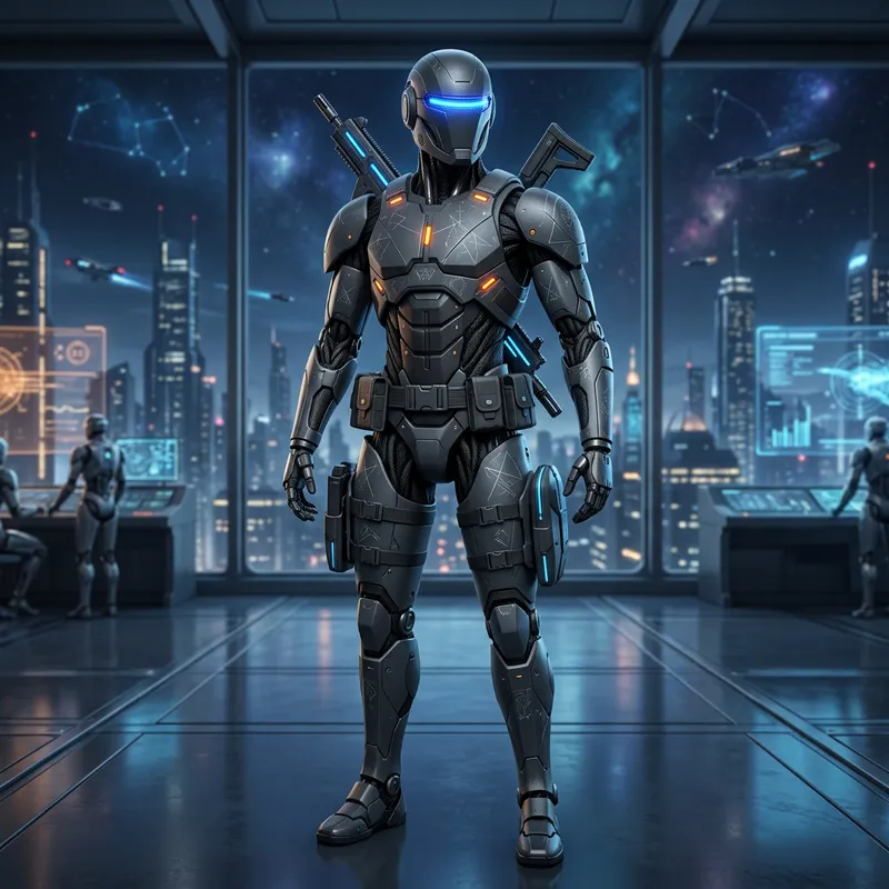 Sleek Futuristic Soldier Robot - Sci-Fi Galaxy Design