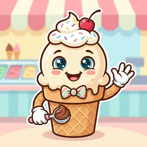 Charming Cartoon Ice Cream Mascot Design