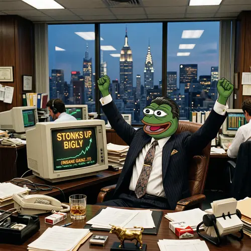 Exciting Pepe Meme in 1980s New Yorker Office