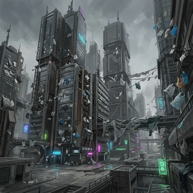 Abstract and Futuristic Plastic Pollution Artwork