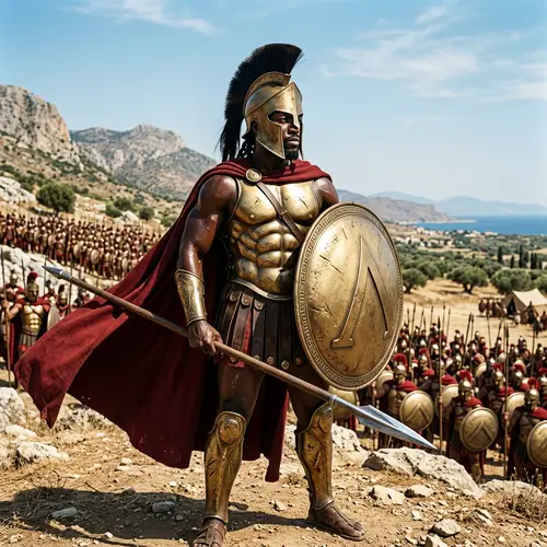Spartan Soldier in Black Armor | Ancient Greece Warrior