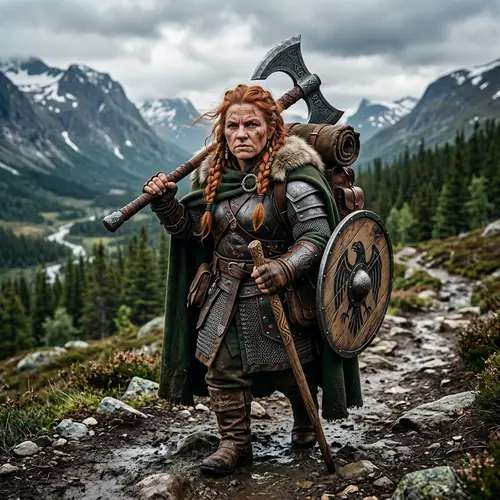 Determined Female Dwarf Adventurer Artwork