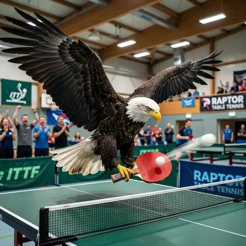 Muscular Eagle Swinging Ping Pong Paddle | Skillful Bird
