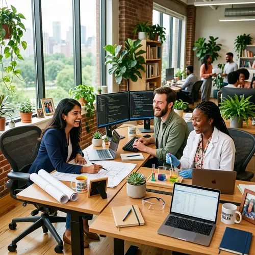 A Day of Fun at Work: Diverse Group Enjoying Productive Day