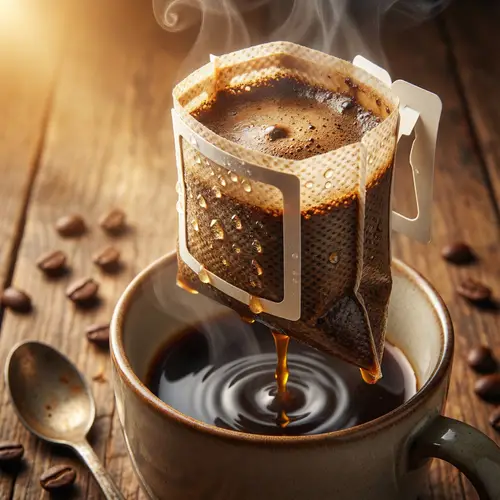 Instant Drip Bag Coffee Brewing Process | Close-Up Still Life Photography