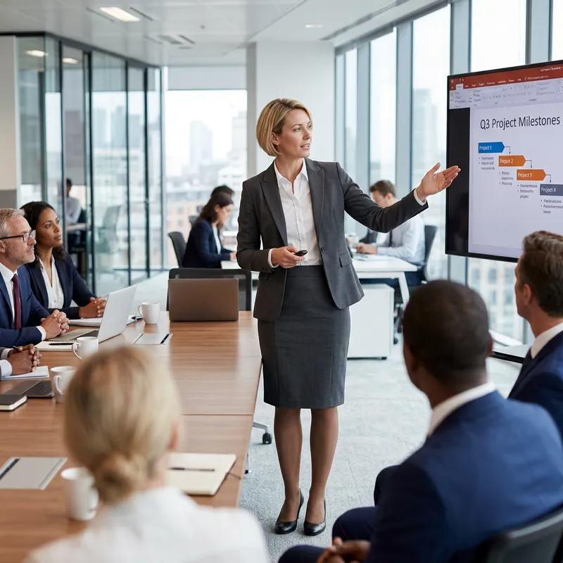 Elegant Businesswoman in Pantyhose at Office | Working & Presenting