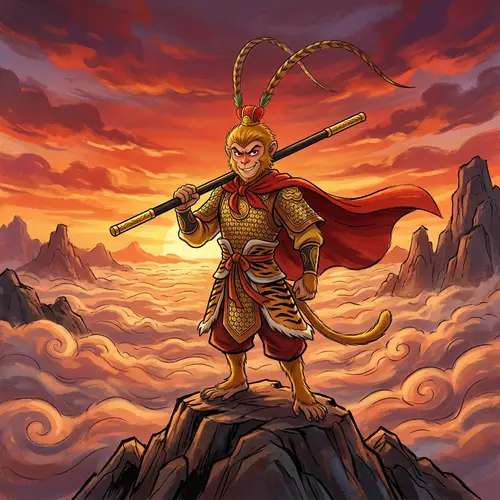 Ác ma Tôn ngộ không - Mythical Monkey Character Illustration