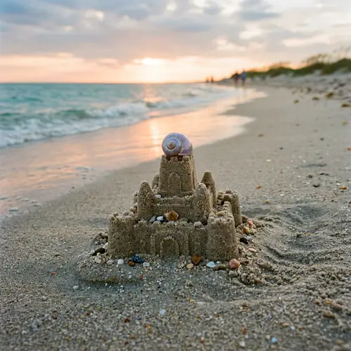 Miniature Sandcastle with Seashell Crown